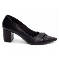 Sapato Scarpin Feminino Preto Salto Grosso Baixo 684A