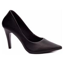 Sapato Scarpin Feminino Salto Alto Fino Na Cor Preto