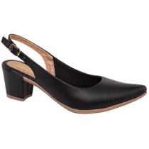Sapato Scarpin Feminino Salto Baixo Aberto Atrás Slingback Confortavel Via Angel 78.01
