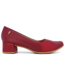 Sapato Scarpin Feminino Salto Bloco Bordado Joanete Usaflex