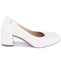 Sapato Scarpin Feminino Salto Grosso Bico Quadrado Verniz