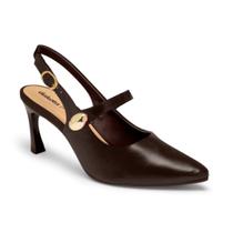 Sapato Scarpin Feminino Slingback Salto Fino Café Moda Dakota - Marrom