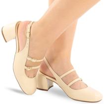 Sapato Scarpin Feminino Slingback Salto Grosso P121 Sapato Scarpin Feminino Slingback Salto Grosso P121