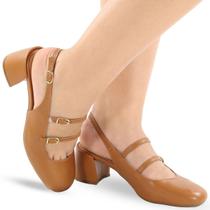 Sapato Scarpin Feminino Slingback Salto Grosso P121 Sapato Scarpin Feminino Slingback Salto Grosso P121