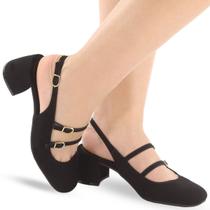 Sapato Scarpin Feminino Slingback Salto Grosso P121