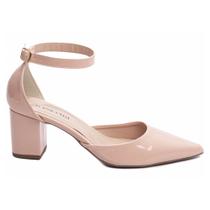 Sapato Scarpin Feminino Verniz Salto Bloco 6,5 cm Casamento Formatura Festa