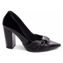 Sapato Scarpin Feminino Verniz Salto Grosso 9cm Cerimônia E Eventos