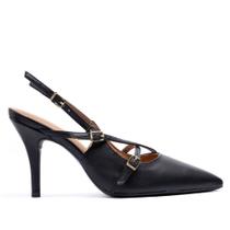 Sapato Scarpin Feminino Vizzano com Fivelas Preto