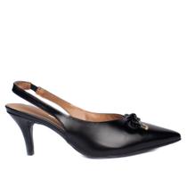 Sapato Scarpin Feminino Vizzano Napa Salto Fino com Laço Preto