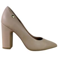Sapato Scarpin Feminino Vizzano Salto Alto Grosso Cor:BegeTamanho:36