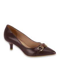 Sapato Scarpin Feminino Vizzano Salto Baixo Fino 1122898 - Cacau Napa Garda - 34