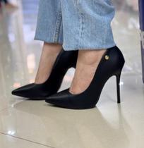 Sapato Scarpin Feminino Vizzano Salto Fino Pelica Preto