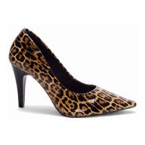 Sapato Scarpin Onça Salto Alto Fino 10 cm Elegante Clássico Social