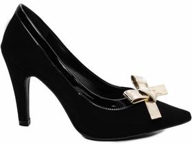 Sapato Scarpin Preto Laço Salto Fino 9cm 67060A