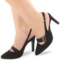 Sapato Scarpin Re&Ton Slingback Salto Médio Feminino SC12
