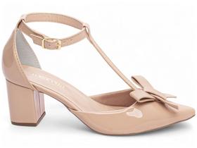 Sapato Scarpin Rosê Salto Médio Baixo Bico Fino Lacinho Feminino 6,5 cm Rosê EMILY ONLINE