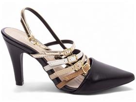 Sapato Scarpin Salto Alto Bico Fino Luxo Premium Preto Torricella