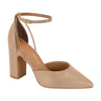 Sapato Scarpin Salto Alto Bloco Feminino Vizzano Nude / Ouro / Pelica 39