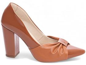 Sapato Scarpin Salto Alto Grosso Bico Fino Feminino Tiras Caramelo Torricella Sapato Scarpin Salto Alto Grosso Bico Fino Feminino Tiras Caramelo Torricella
