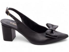 Sapato Scarpin Salto Alto Preto Laço Fivela De Ajuste