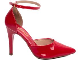 Sapato Scarpin Salto Alto Saia E Blusa Verniz Vermelho