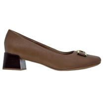 Sapato Scarpin Salto Bloco Feminino Usaflex AG1620003 Camel