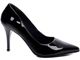 Sapato Scarpin Salto Fino Alto Numeração Especial Verniz Preto Alto Arrasadora