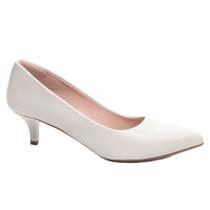 Sapato Scarpin Salto Fino Baixo Branco 9300-01B_AR