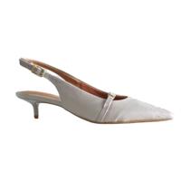 Sapato Scarpin Salto Fino Baixo Slingback Aberto Calcanhar Lancamento Cinza Vizzano 1441.103