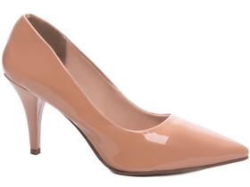 Sapato Scarpin Salto Fino Médio Numeração Especial Verniz Blush Fino Arrasadora