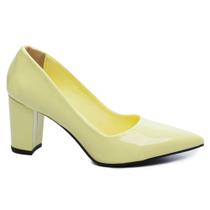 Sapato Scarpin Salto Grosso 8cm Amarelo 8000-02N_AR