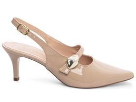 Sapato Scarpin Salto Médio Alto Bico Fino Feminino 6cm Bege Sapato Scarpin Salto Médio Alto Bico Fino Feminino 6cm Bege