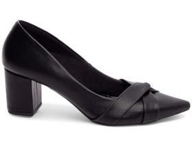 Sapato Scarpin Salto Médio Baixo Grosso Bico Fino Feminino 6,5 cm Preto Torricella