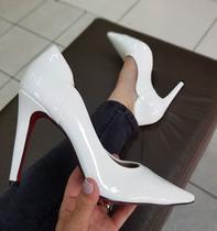 Sapato Scarpin Salto Verniz Branco Noiva Casamento Dom Amazona Cd31