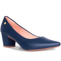 Sapato Scarpin Sintético Bico Fino Salto Grosso Bloco A2.12A Sapato Scarpin Sintético Bico Fino Salto Grosso Bloco A2.12A