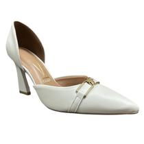 Sapato Scarpin Slingback Casual Feminino Vizzano 1388.516 Branco Off Sapato Scarpin Slingback Casual Feminino Vizzano 1388.516 Branco Off