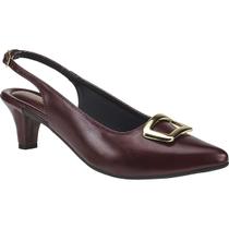 Sapato Scarpin Slingback Feminino Detalhe Metalizado Salto