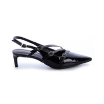 Sapato Scarpin Slingback Salto Baixo Luma Preto