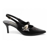 Sapato Scarpin Slingback Salto Médio Fino 6 cm Preto Tendência Elegante Bege Confortável Festa Trabalho Social Luxo