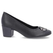 Sapato Scarpin Usaflex em Couro Salto Bloco Monograma Sapato Scarpin Usaflex em Couro Salto Bloco Monograma