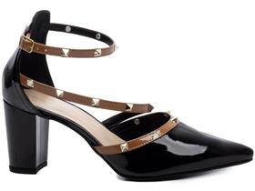 Sapato Scarpin Verniz Arrasadora Preto Caramelo Dourado Bege
