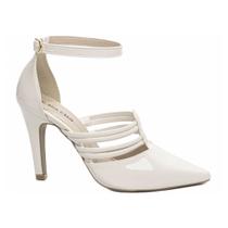 Sapato Scarpin Verniz Off White Salto Fino 9cm 66082H