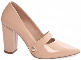 Sapato Scarpin Verniz Salto Alto Grosso 9 cm Verde Luxo Azul Elegante Confortável