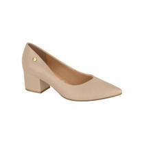 Sapato Scarpin Vizzano Casual Feminino Salto Bloco Médio Bege