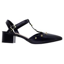 Sapato Sling Back Salto Baixo Feminino 4182.228 Preto Sapato Sling Back Salto Baixo Feminino 4182.228 Preto