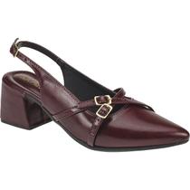 Sapato Slingback Bico Fino Scarpin Feminino Salto Grosso