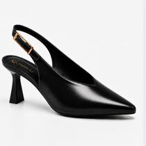 Sapato Slingback Feminino Bico Fino Salto Baixo Scarpin Confortável Sapato Slingback Feminino Bico Fino Salto Baixo Scarpin Confortável