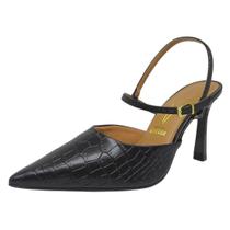 Sapato Slingback Feminino Croco Salto Médio Social Vizzano