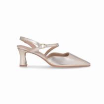 Sapato Slingback Irene Salto Alto Ouro