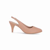 Sapato Slingback Luiza Salto Alto Amendoa